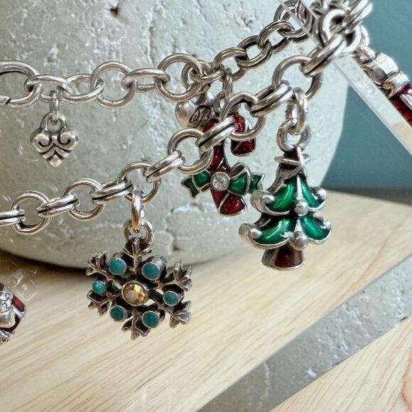 Brighton Christmas Charm Bracelet Silver Tone w Enamel - Picture 4 of 10